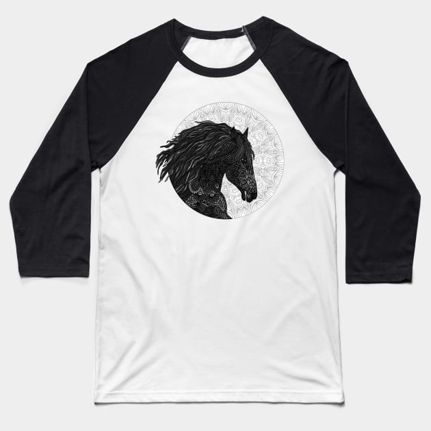 Black Horse Baseball T-Shirt by ArtLovePassion